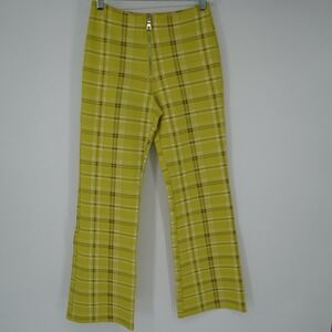 I AM GIA Women Pants Polaris Plaid Sunny Yellow Green Preppy XS